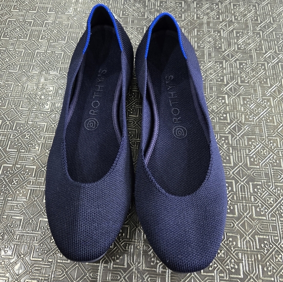 🐢 ROTHY'S The Square Toe Flats in Navy NWOT Size W8.5 - Picture 3 of 12